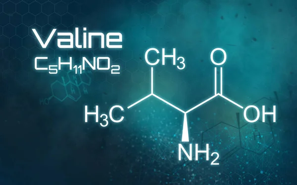 Fórmula química de Valine sobre un fondo futurista — Foto de Stock