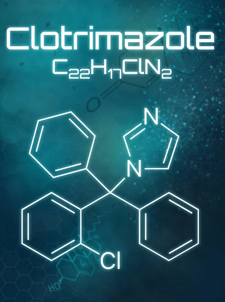 Chemische formule van clotrimazol op een futuristische achtergrond — Stockfoto