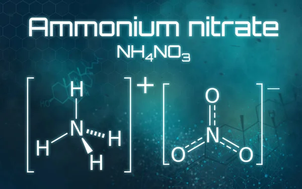 Chemical formula of Ammonium nitrate on a futuristic background — Stock Photo, Image