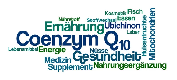 Word Cloud on a white background - Coenzyme Q10 - Coenzym Q10 (G — Stock Photo, Image