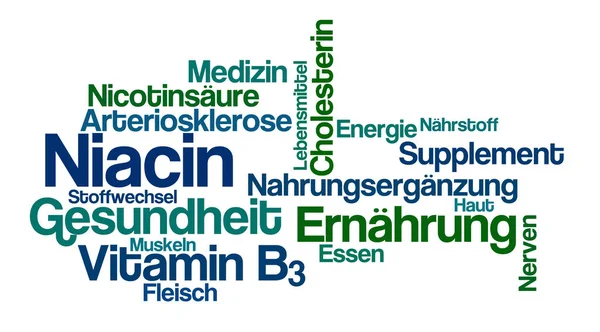 Word Cloud op een witte achtergrond - Niacin (Duits)) — Stockfoto