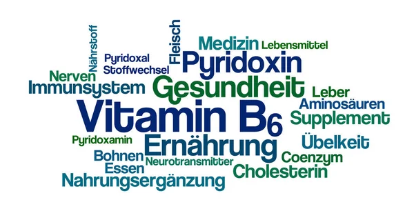 Word Cloud op een witte achtergrond - Vitamine B6 (Duits)) — Stockfoto