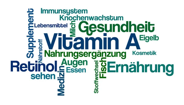 Word Cloud op een witte achtergrond - Vitamine A (Duits)) — Stockfoto