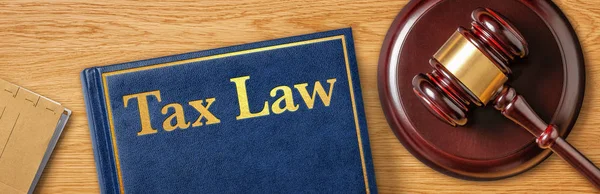 A gavel with a law book - Tax Law — 스톡 사진