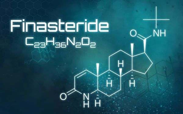 Χημικός Τύπος Finasteride Φουτουριστικό Φόντο — Φωτογραφία Αρχείου