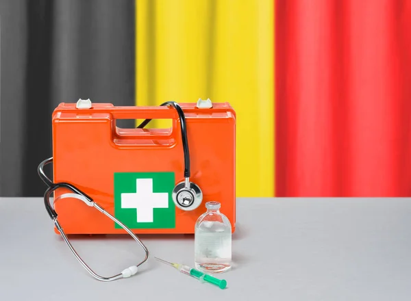 First Aid Kit Stethoscope Syringe Belgium — Stock Photo, Image