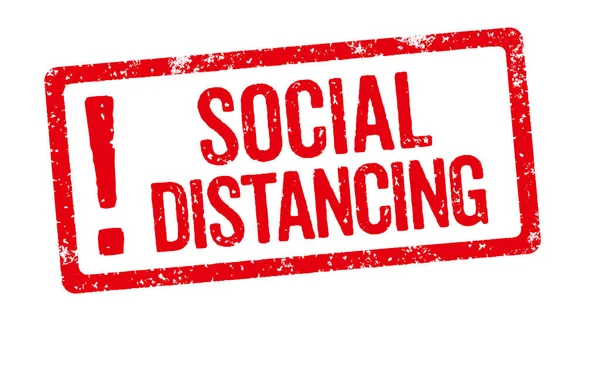 Timbro Rosso Sfondo Bianco Distanze Sociali — Foto Stock