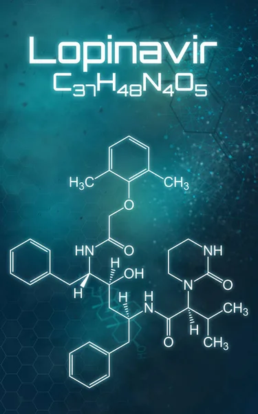 Chemický Vzorec Lopinaviru Futuristickém Pozadí — Stock fotografie