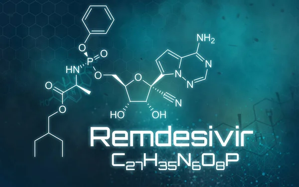 Chemische Formule Van Remdesivir Een Futuristische Achtergrond — Stockfoto