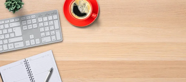 Top View Desk Keyboard Copy Space — Stock Photo, Image