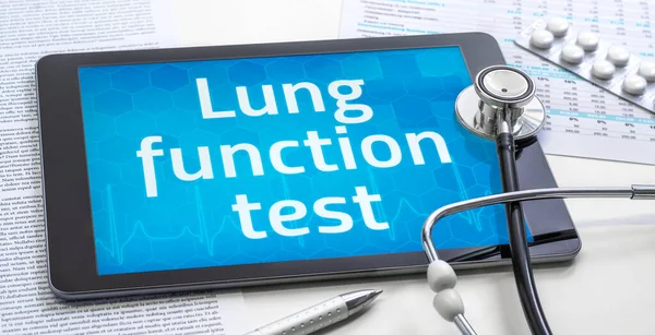 Das Wort Lungenfunktionstest Auf Dem Display Eines Tablets — Stockfoto
