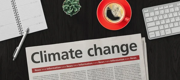 桌上的报纸 气候变化 — 图库照片