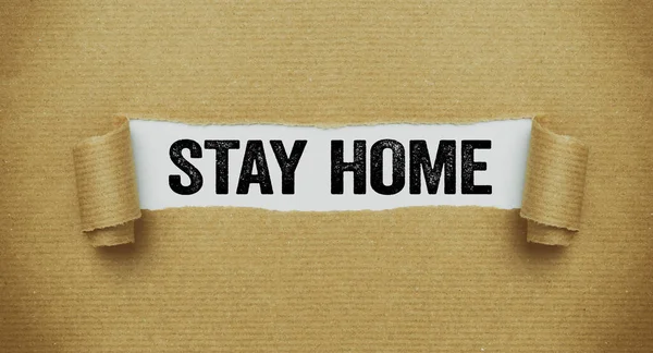 Torn Paper Revealing Words Stay Home — Stock Photo, Image