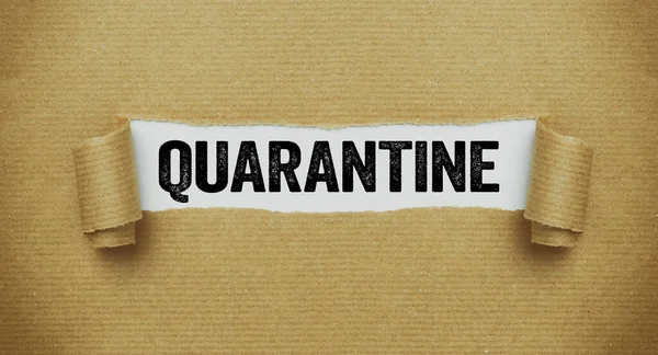 Zerrissenes Papier Enthüllt Das Wort Quarantäne — Stockfoto
