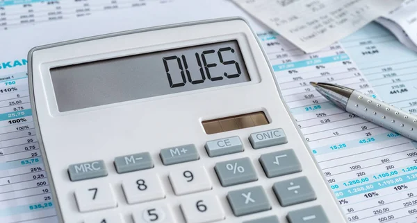 Calculator Word Dues Display — Stock Photo, Image