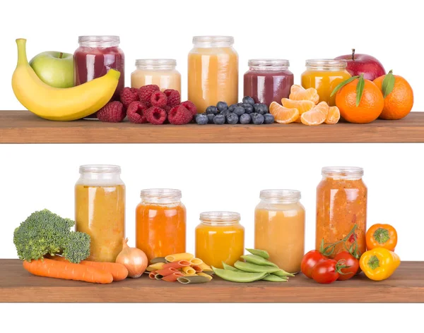 Fruit smoothies and vegetable soups for baby — Stock Image Fruit smoothies and vegetable soups for baby Royalty Free Stock Images