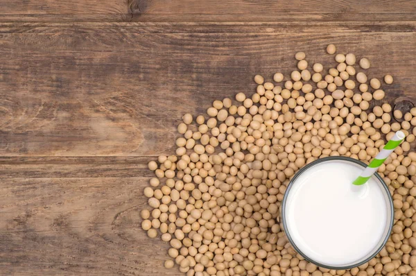 Soy milk top view with copy space — Stock Photo, Image