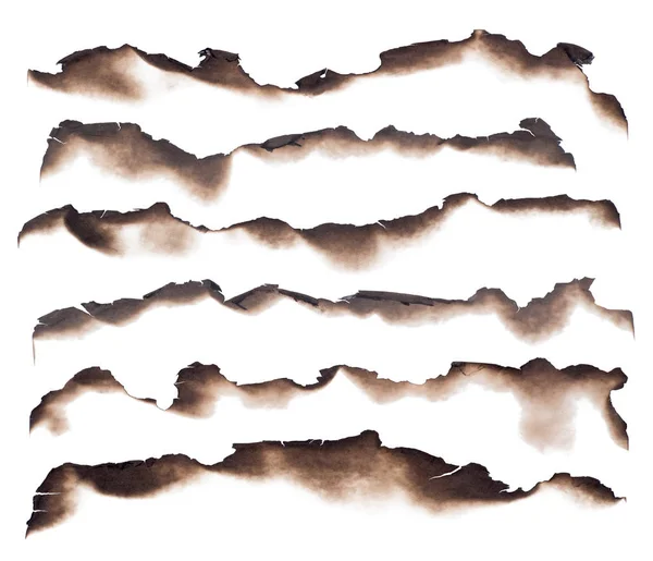 Burned paper edges isolated on white background — Stock Photo, Image
