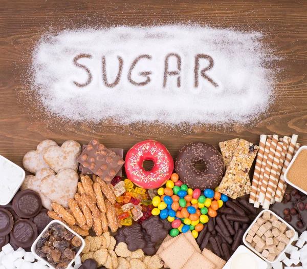 Troppo Zucchero Nel Concetto Cibo — Foto Stock