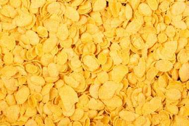 Mısır gevrekleri yakın plan, yiyecek arka plan, üst manzara