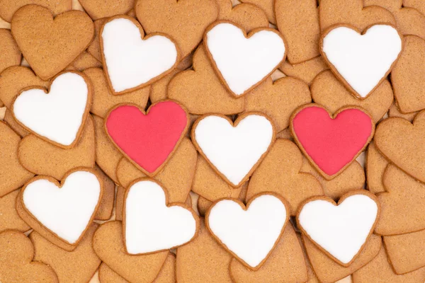 Biscoitos Gengibre Forma Corações Vista Superior — Fotografia de Stock