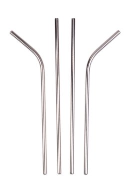 Metal yeniden kullanılabilir pipetler beyaz arkaplanda izole edildi