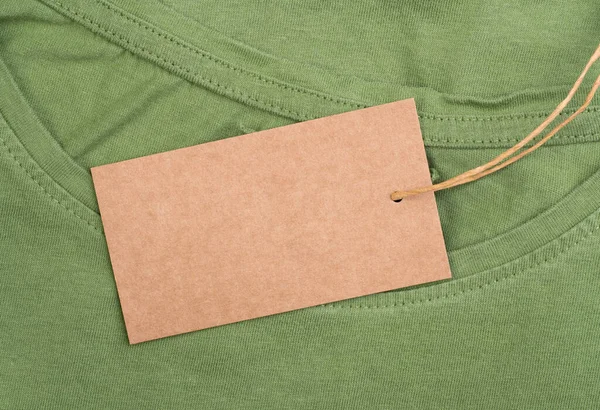 Prázdná Značka Zeleném Pozadí Tkaniny — Stock fotografie