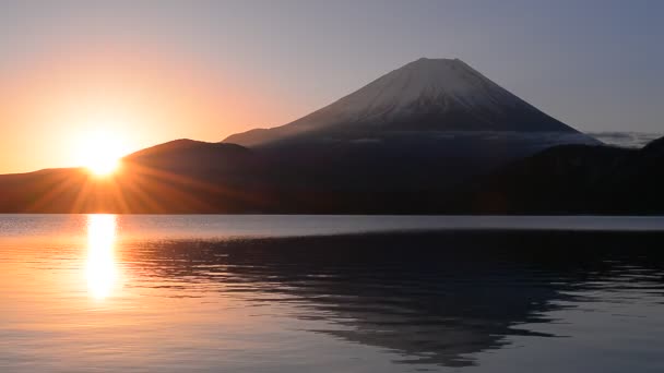 Sonnenaufgang Und Untergang Fuji Vom See Motosu Japan 2017 — Stockvideo