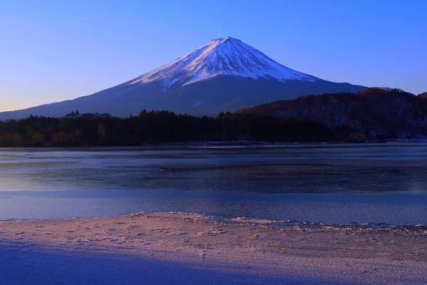 Monte Fuji Lago Congelado Del Lago Kawaguchi Japón 2018 — Foto de Stock