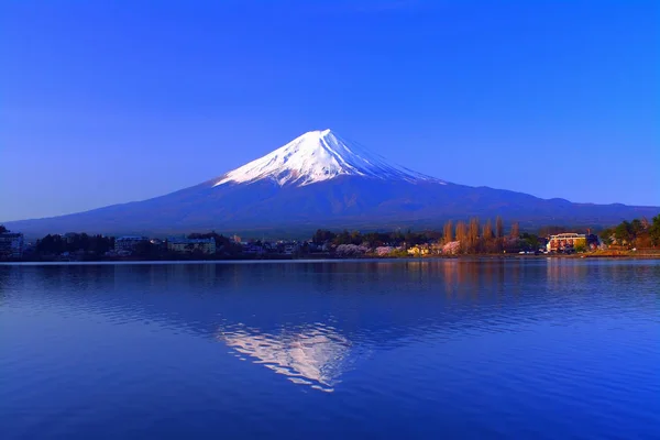 Invertido Fuji Manhã Com Céu Azul Bom Tempo Ubuyagasaki Lago — Fotografia de Stock