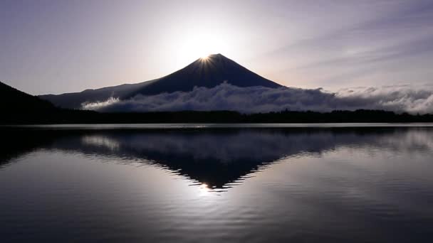 Diamond Fuji Wide Panorama Lake Tanuki Japan 2018 — Stock Video