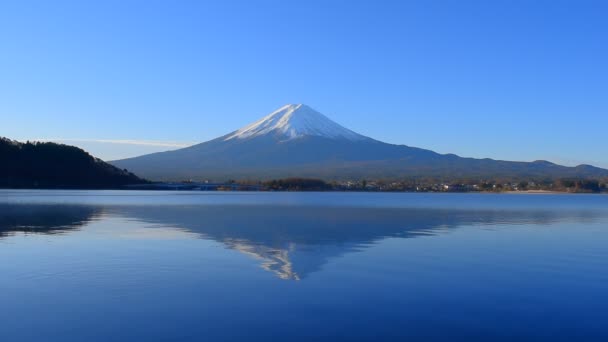 Monte Fuji Con Cielo Azul Desde Lago Kawaguchi Japón 2019 — Vídeo de stock