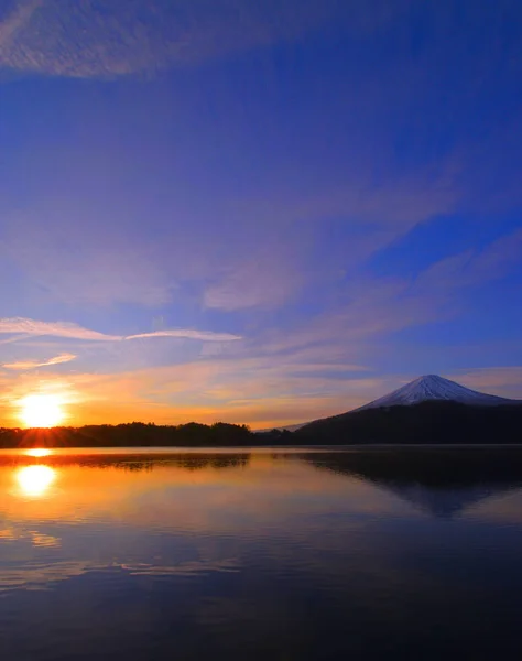 Monte Fuji Amanecer Del Resplandor Matutino Del Lago Kawaguchi Prefectura — Foto de Stock