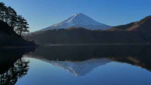 Monte Fuji Por Mañana Desde Lago Kawaguchi Yamanashi Prefectura Japón — Vídeos de Stock