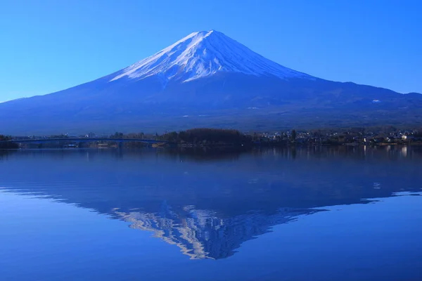 Monte Fuji Revés Del Cielo Azul Desde Lago Kawaguchi Prefectura — Foto de Stock