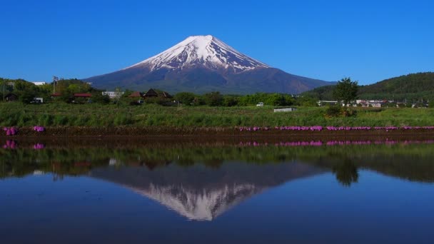 Monte Fuji Com Céu Azul Cidade Fujiyoshida Japão 2020 — Vídeo de Stock