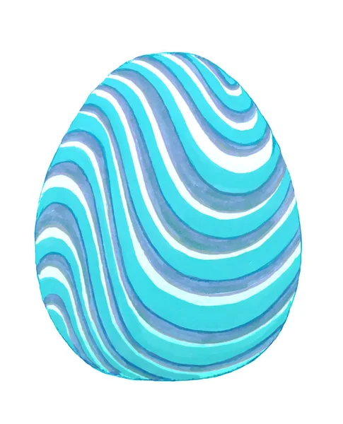 Velikonoční Vejce Geometrický Ornament Malovaný Velké Vlnité Pruhy Modrá Modrá — Stock fotografie