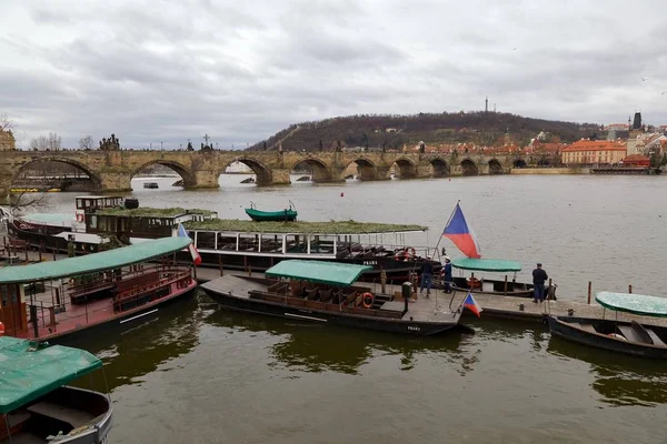 República Checa Prague Jan 2018 Centro Histórico Praga Com Ponte — Fotografia de Stock