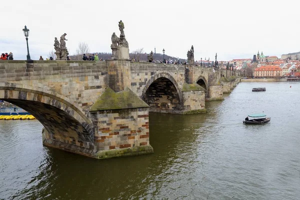 Praga Centro Histórico Com Ponte Charles Rio Vltava República Checa — Fotografia de Stock