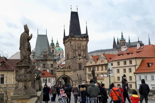 Czech Republic Prague Jan 2018 Mala Strana Bridge Tower Located — стоковое фото