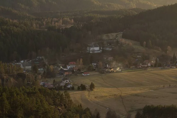 Yatay Milli Parkı Bohem Sviçre Çek Cumhuriyeti Için Gün Batımında — Stok fotoğraf