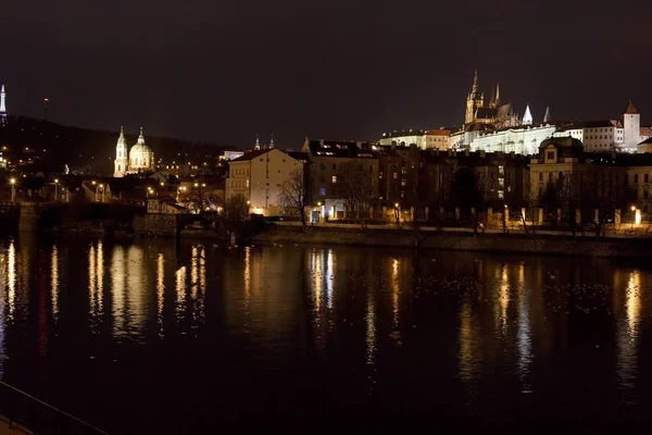 Vitus Katedrali Prag Kalesi Gece Prague Çek Cumhuriyeti — Stok fotoğraf