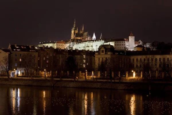 Veitsdom Und Prager Burg Bei Nacht Prag Tschechische Republik — Stockfoto