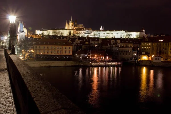 Собор Святого Віта Празького Граду Вночі Прага Чеська Республіка — стокове фото