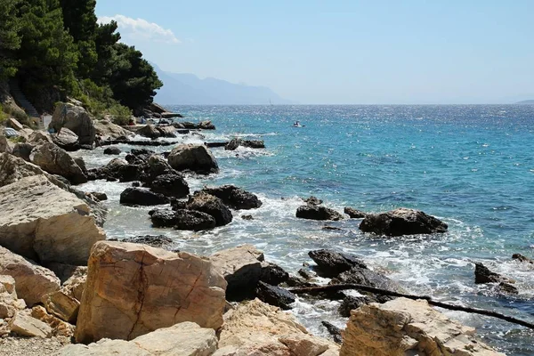 Bella Vista Sul Mare Adriatico Croazia Nella Dalmazia Meridionale Con — Foto Stock