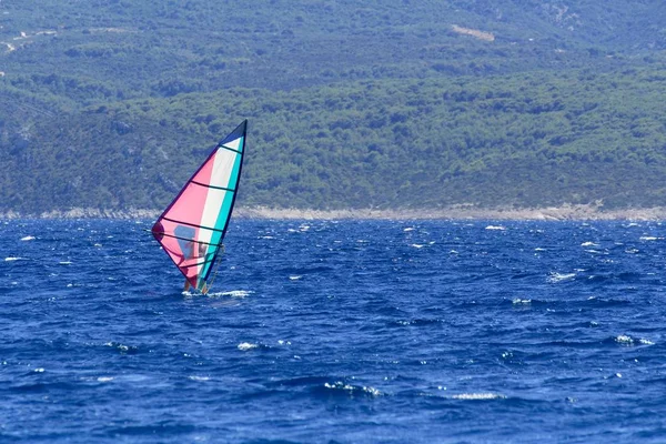 Mand Winsurfing Adriaterhavet Kroatien - Stock-foto