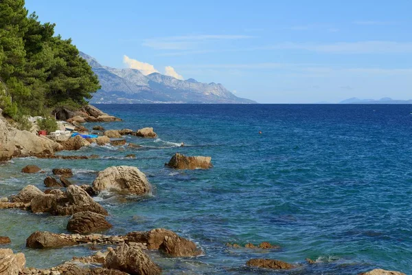 Bella Vista Sul Mare Adriatico Croazia Nella Dalmazia Meridionale Con — Foto Stock