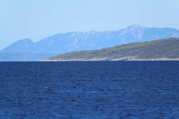 Prachtig Uitzicht Adriatische Zee Kroatië Zuid Dalmatië Met Brac Hvar — Stockfoto