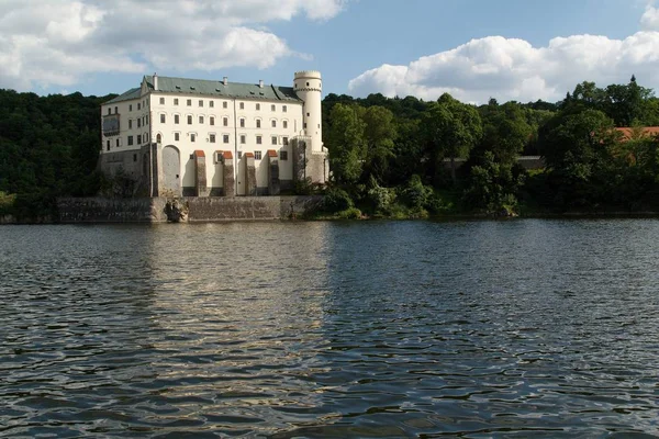Орлика Nad Vltavou Замок Гребля Moldau Річки Південний Богемія Чеської Ліцензійні Стокові Фото