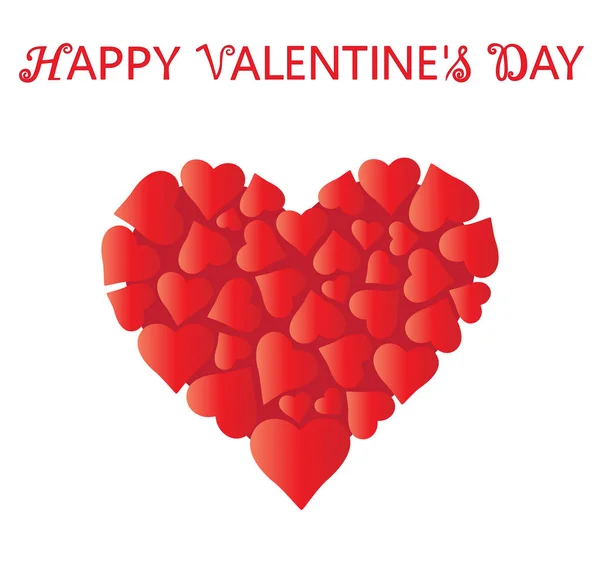 Día de San Valentín. Gran corazón hermoso hecho de corazones — Vector de stock